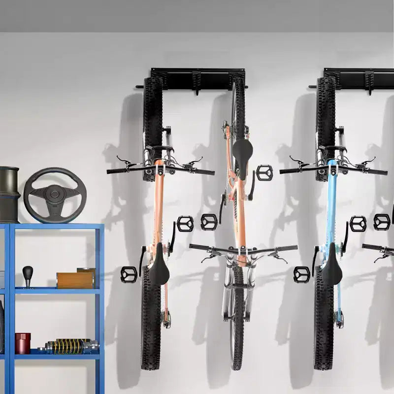 Portabici da parete con 6 supporti per bici e 3 ganci per caschi, organizer per casa e garage