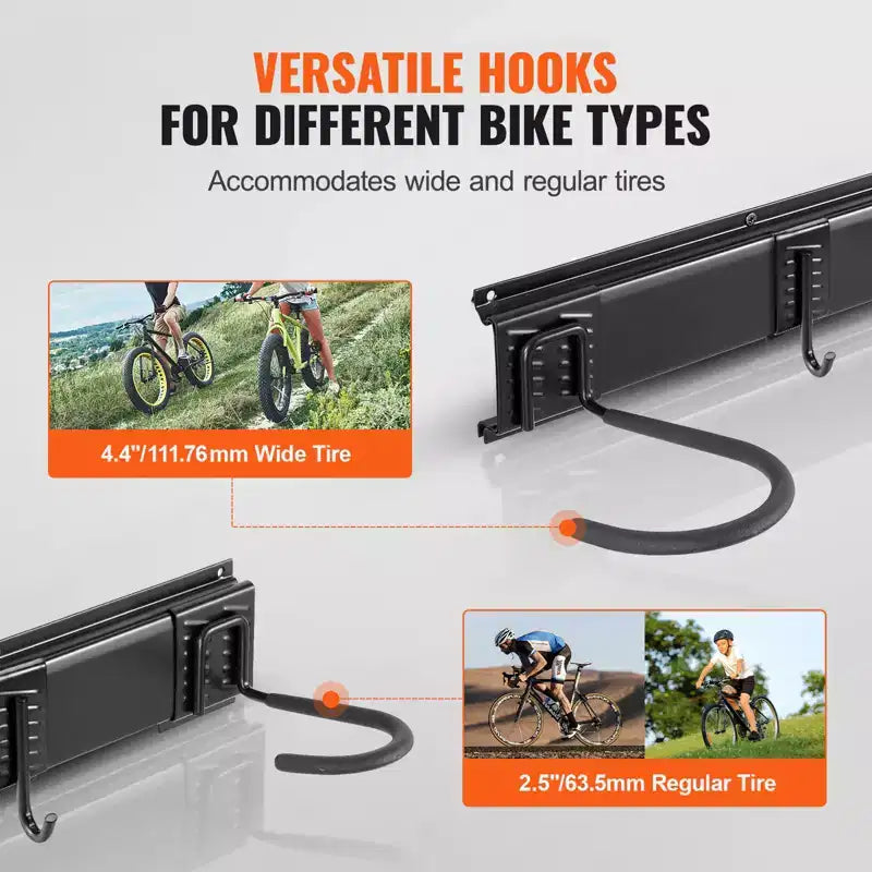 Portabici da parete con 6 supporti per bici e 3 ganci per caschi, organizer per casa e garage