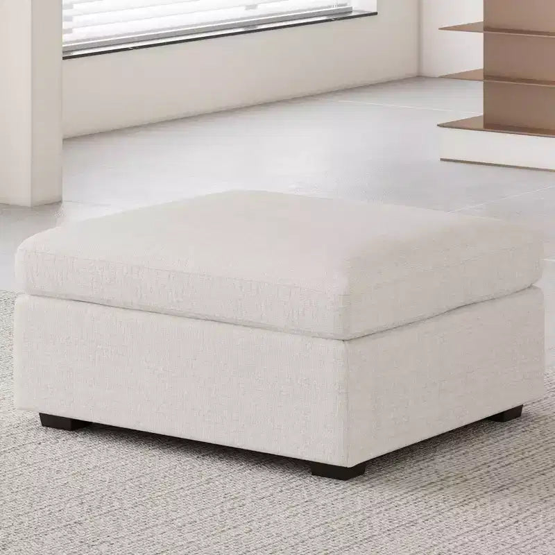 Chenille Ottoman Module - Modular Storage Footrest with Skin-Friendly Fabric &amp; Quick-Install Design
