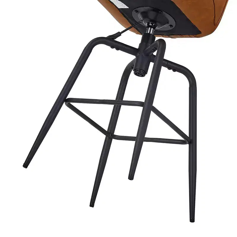 Bar Stool Faux Leather Counter Height Barstool with Metal Legs and Footrest, Brown