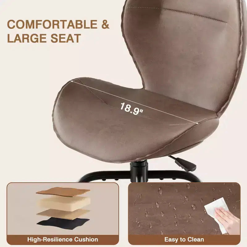 Bar Stool Faux Leather Counter Height Barstool with Metal Legs and Footrest, Brown
