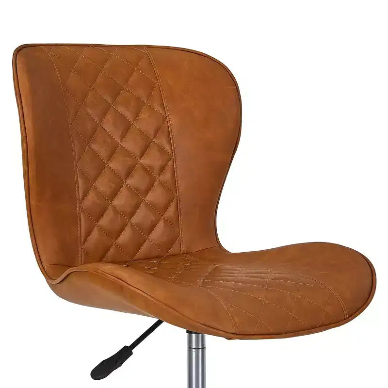 Bar Stool Faux Leather Counter Height Barstool with Metal Legs and Footrest, Brown