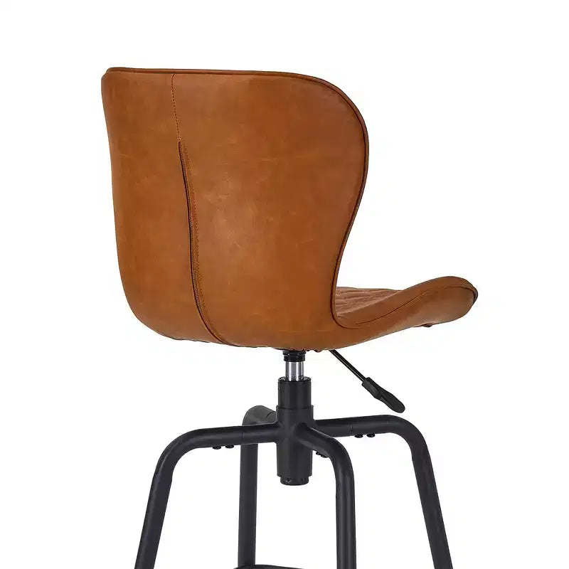 Bar Stool Faux Leather Counter Height Barstool with Metal Legs and Footrest, Brown