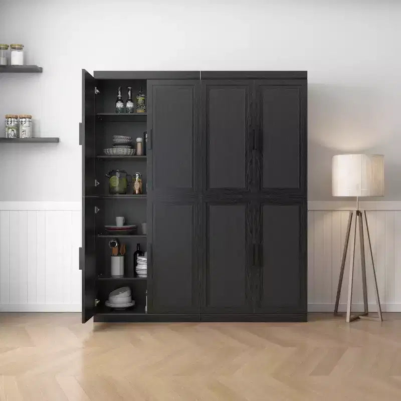 Credenza in legno effetto venatura nera 72x62x16, mobile organizer con ripiani regolabili e ante in rattan per cucina, camera da letto, ingresso e soggiorno