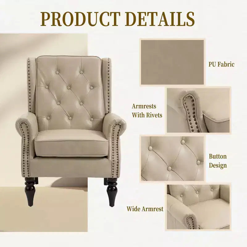 Poltrona decorativa moderna imbottita con braccioli e robuste gambe in legno, comoda poltrona lounge per soggiorno e camera da letto