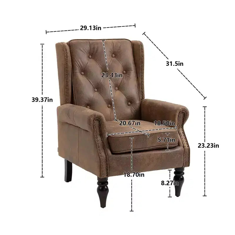 Poltrona decorativa moderna imbottita con braccioli e robuste gambe in legno, comoda poltrona lounge per soggiorno e camera da letto
