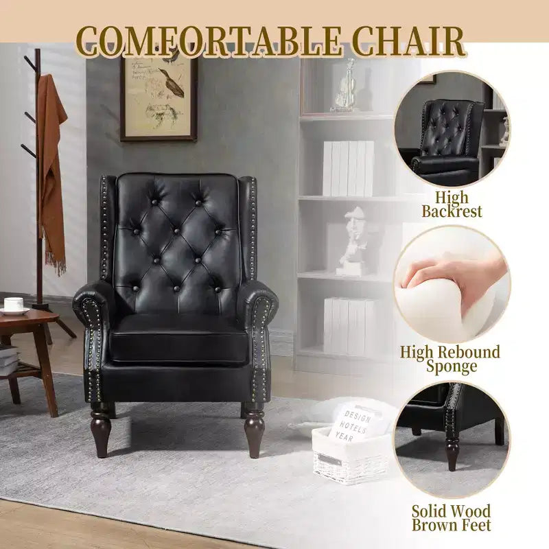 Modern Upholstered Arm Accent Chair with Sturdy Wood Legs,Comfy Lounge Chair for Living Room,Bedroom