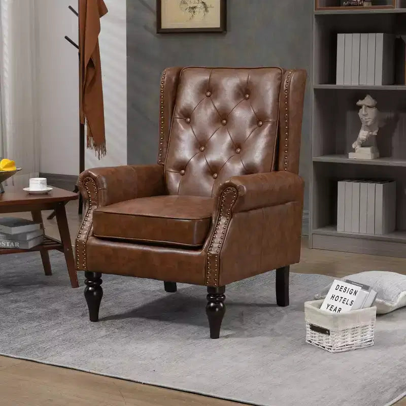 Modern Upholstered Arm Accent Chair with Sturdy Wood Legs,Comfy Lounge Chair for Living Room,Bedroom