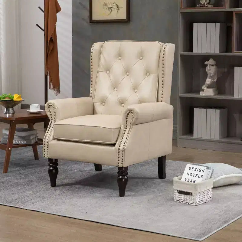 Modern Upholstered Arm Accent Chair with Sturdy Wood Legs,Comfy Lounge Chair for Living Room,Bedroom
