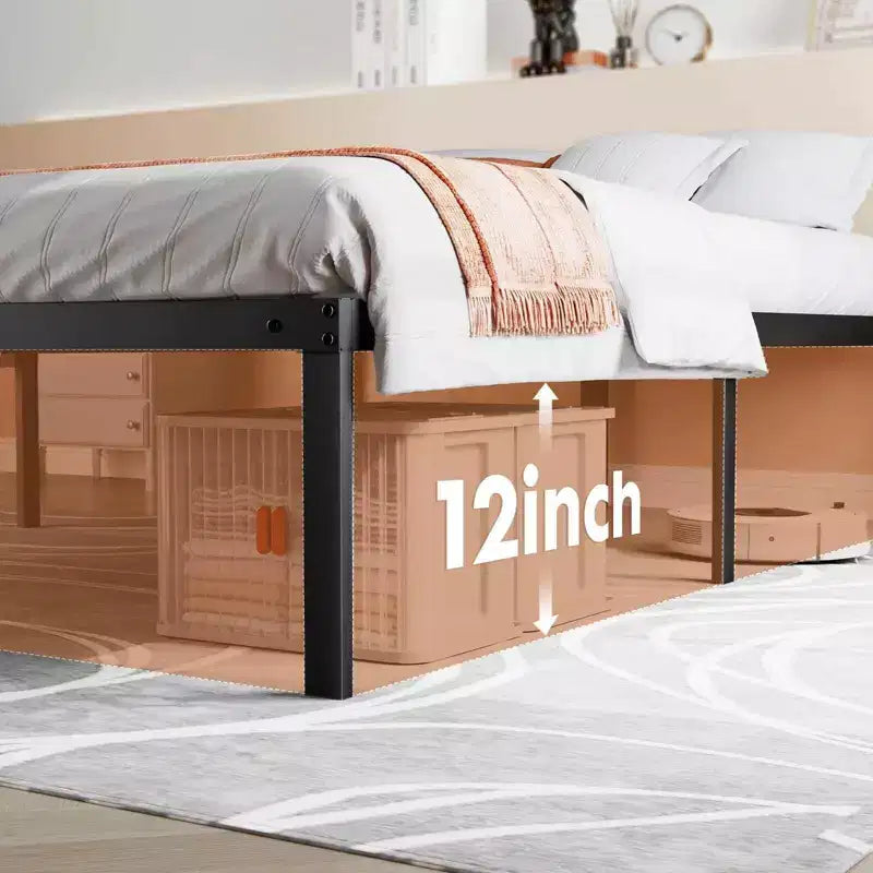 No-Spring Wooden Bed Frame, Minimalist Design with Easy Assembly &amp; Ample Underbed Storage Space