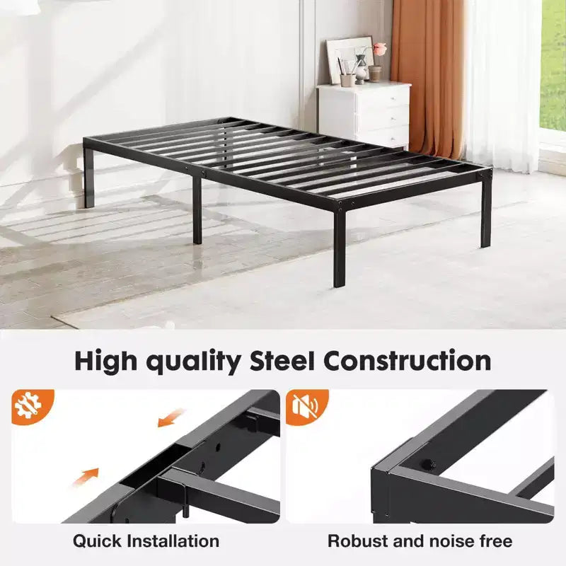 No-Spring Wooden Bed Frame, Minimalist Design with Easy Assembly &amp; Ample Underbed Storage Space