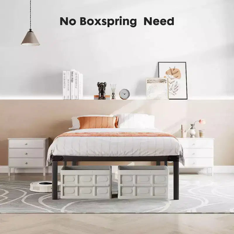 No-Spring Wooden Bed Frame, Minimalist Design with Easy Assembly &amp; Ample Underbed Storage Space