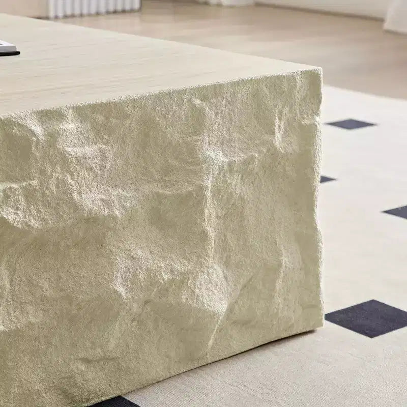 Tavolino da caffè rotondo/quadrato in fibra di vetro, tavolino decorativo, da cocktail, da centro, laterale per divano, senza bisogno di montaggio, beige