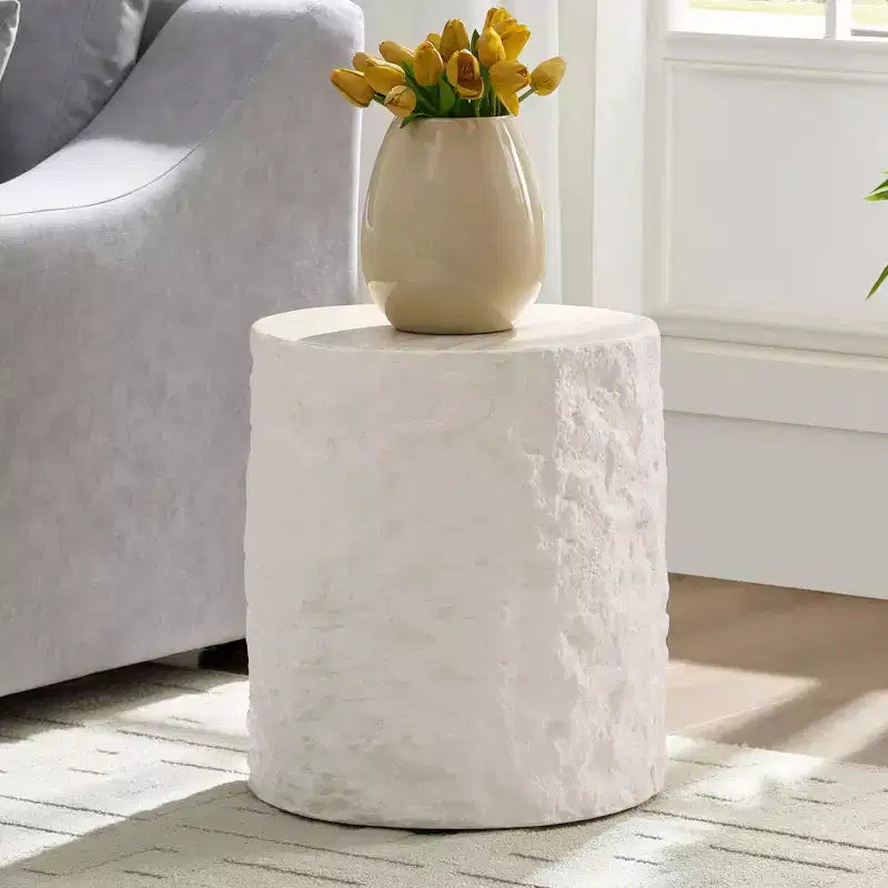 Tavolino da caffè rotondo/quadrato in fibra di vetro, tavolino decorativo, da cocktail, da centro, laterale per divano, senza bisogno di montaggio, beige