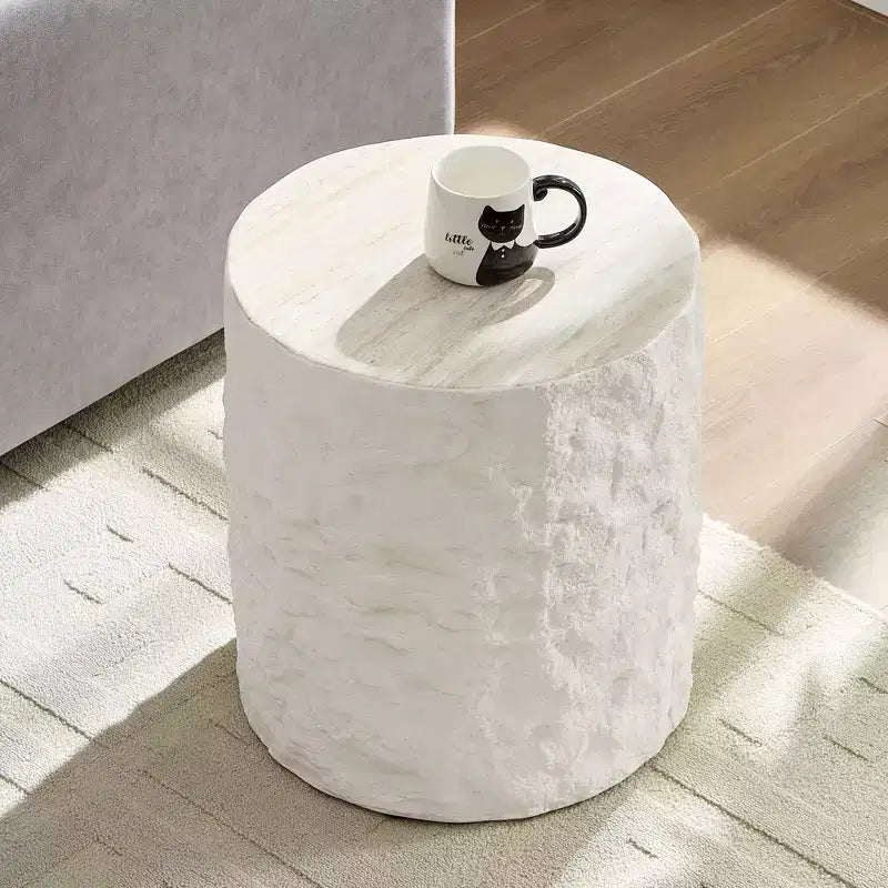 Tavolino da caffè rotondo/quadrato in fibra di vetro, tavolino decorativo, da cocktail, da centro, laterale per divano, senza bisogno di montaggio, beige