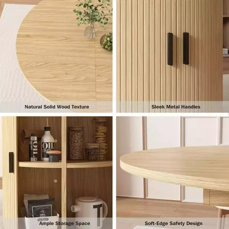 Tavolo allungabile rotondo da cucina e sala da pranzo da 63 con ripiano contenitore a 2 livelli e base a piedistallo, mobile da pranzo ovale e circolare in legno, color noce