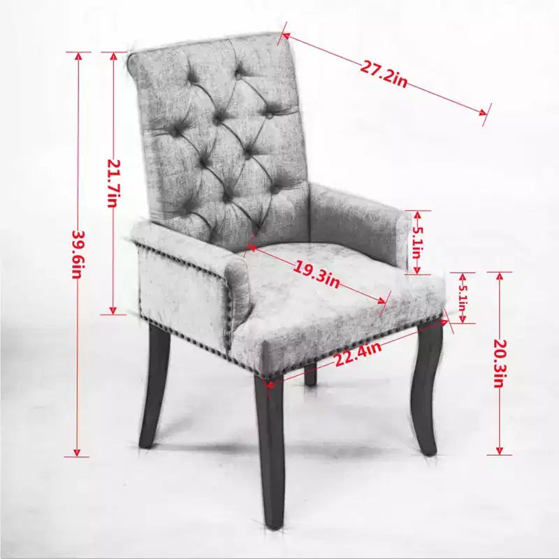 Set da 1 poltrona da pranzo in ciniglia con gambe curve in legno massello, sedie da cucina e sala da pranzo con schienale alto e bottoni capitonné, per soggiorno
