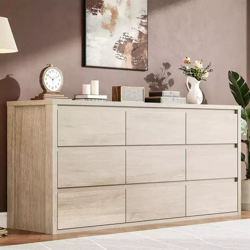Cassettiera da camera da letto con 9 cassetti, cassettiera moderna e ampia in legno con grande capacità contenitiva, organizzatore per soggiorno, corridoio e ingresso