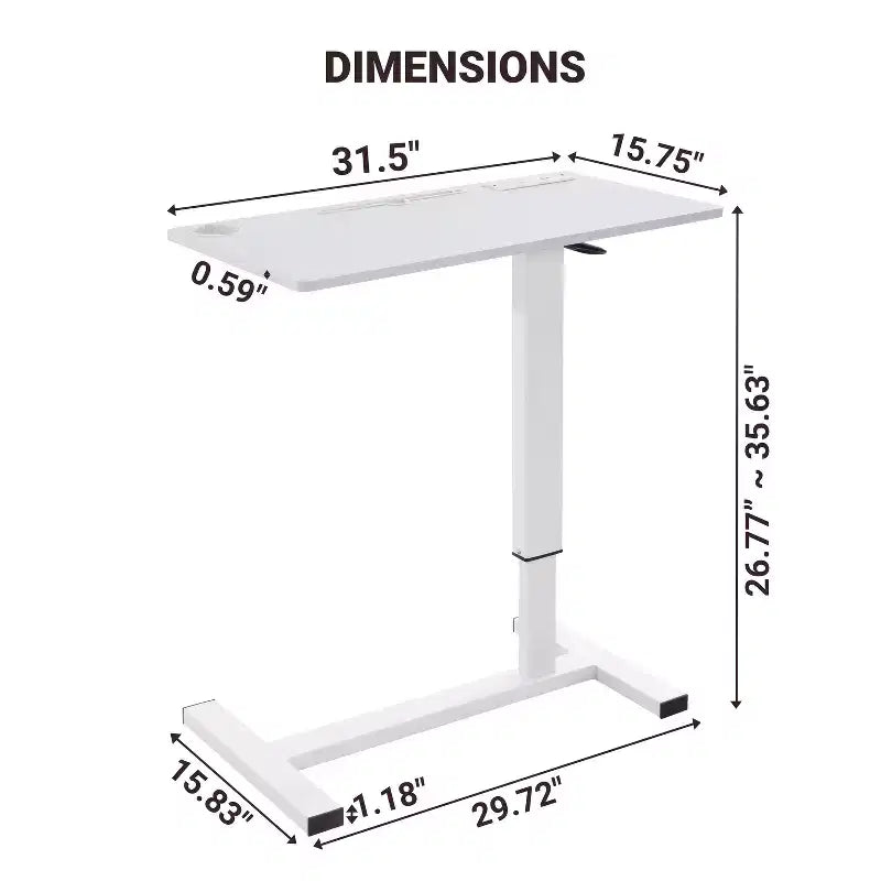 Adjustable Bed Desk with Wheels  Heavy-Duty Rolling Laptop Table with USB &amp; Type-C Charging, Cup Holder
