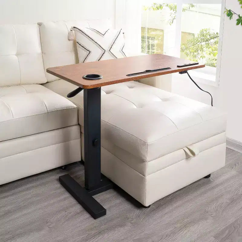 Adjustable Bed Desk with Wheels  Heavy-Duty Rolling Laptop Table with USB &amp; Type-C Charging, Cup Holder