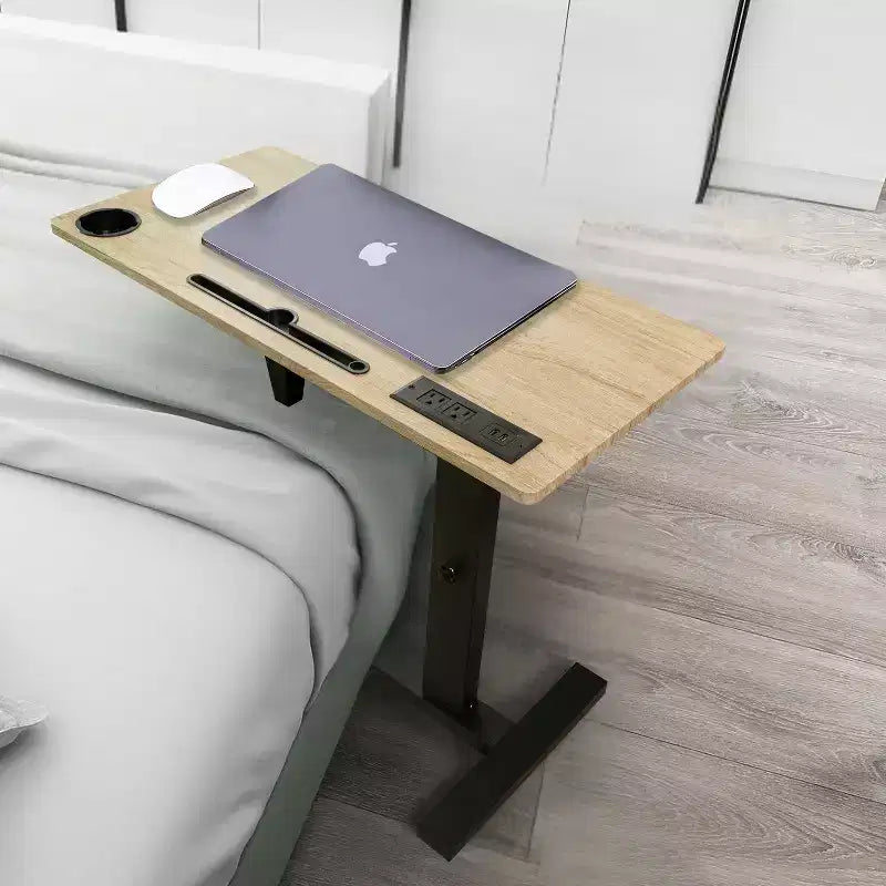 Adjustable Bed Desk with Wheels  Heavy-Duty Rolling Laptop Table with USB &amp; Type-C Charging, Cup Holder
