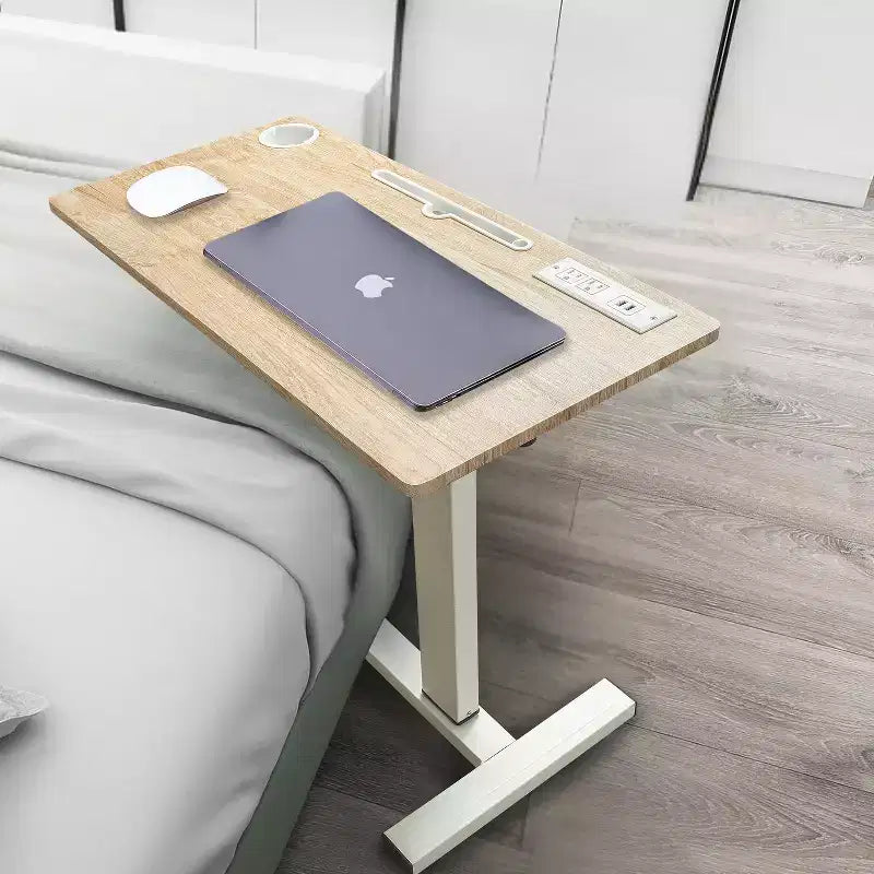 Adjustable Bed Desk with Wheels  Heavy-Duty Rolling Laptop Table with USB &amp; Type-C Charging, Cup Holder