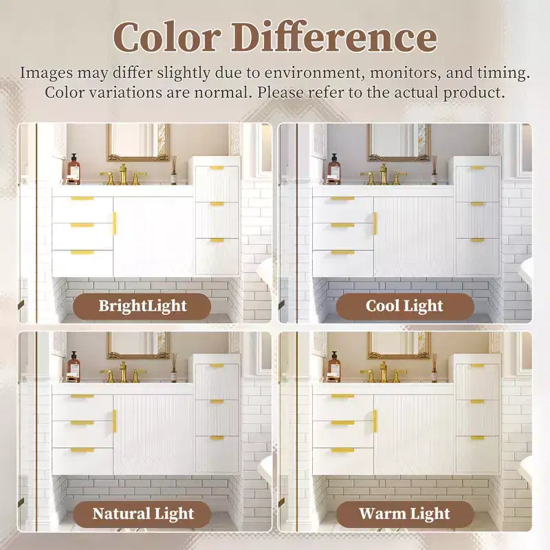 Bathroom Vanity 30-Inch Wall-Mounted with Ceramic Sink, Drawers, and Soft-Close Doors; Modern Bathroom Vanity