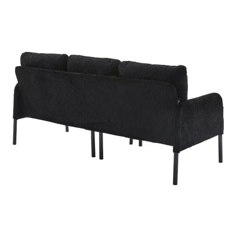 Oversized Modern Loveseat Sofa, 2-Seater Corduroy Couch with Metal Legs &amp; Side Pockets for Living Room, Bedroom, Dorm, or Apartment