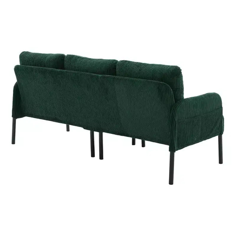 Oversized Modern Loveseat Sofa, 2-Seater Corduroy Couch with Metal Legs &amp; Side Pockets for Living Room, Bedroom, Dorm, or Apartment