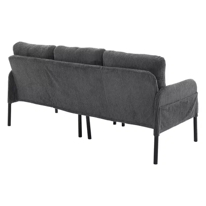 Oversized Modern Loveseat Sofa, 2-Seater Corduroy Couch with Metal Legs &amp; Side Pockets for Living Room, Bedroom, Dorm, or Apartment