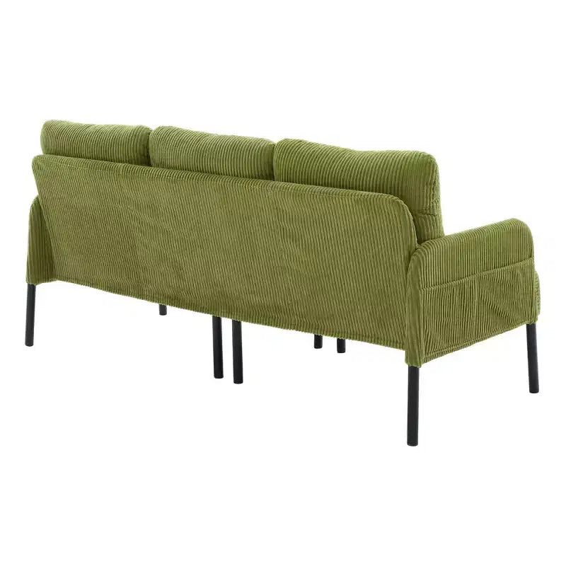 Oversized Modern Loveseat Sofa, 2-Seater Corduroy Couch with Metal Legs &amp; Side Pockets for Living Room, Bedroom, Dorm, or Apartment