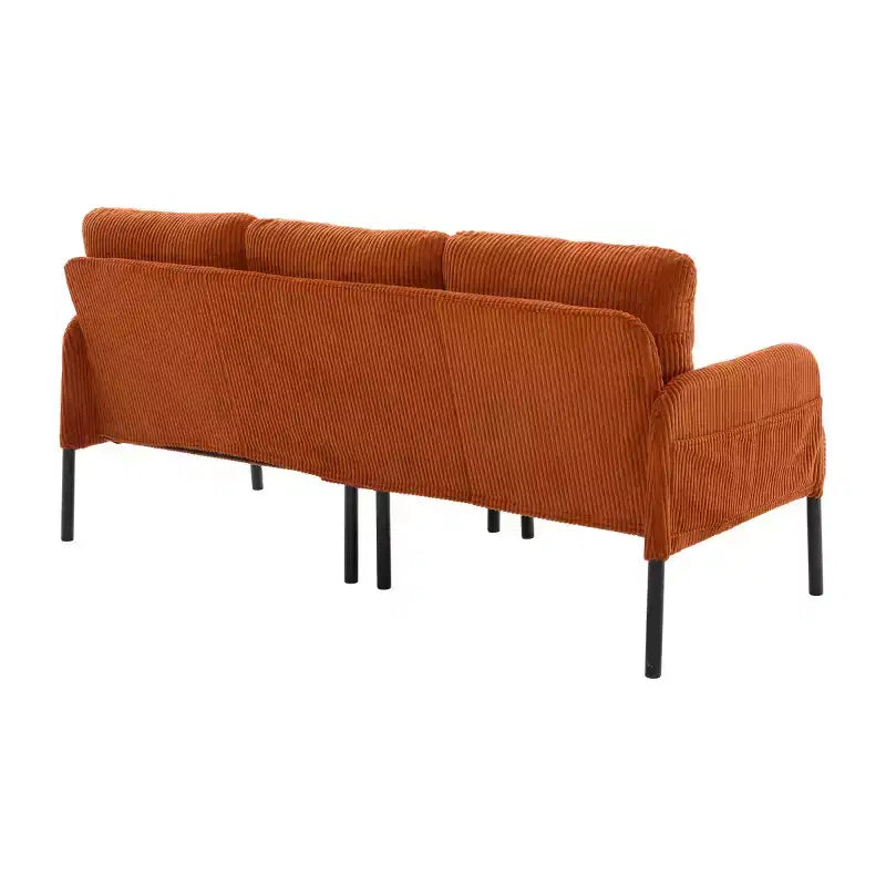Oversized Modern Loveseat Sofa, 2-Seater Corduroy Couch with Metal Legs &amp; Side Pockets for Living Room, Bedroom, Dorm, or Apartment