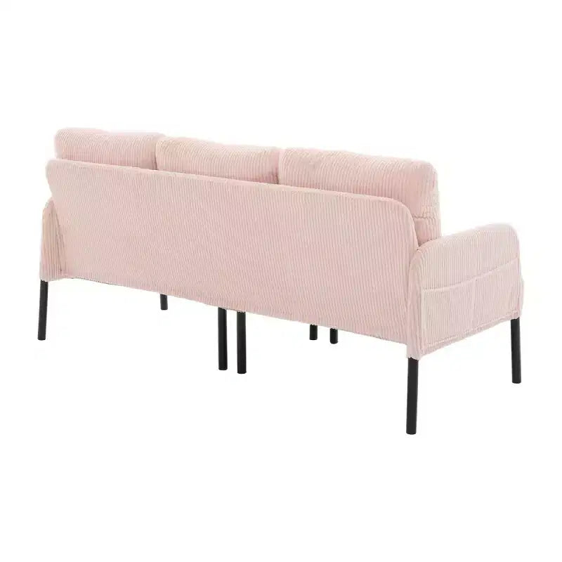 Oversized Modern Loveseat Sofa, 2-Seater Corduroy Couch with Metal Legs &amp; Side Pockets for Living Room, Bedroom, Dorm, or Apartment