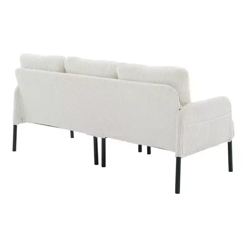 Oversized Modern Loveseat Sofa, 2-Seater Corduroy Couch with Metal Legs &amp; Side Pockets for Living Room, Bedroom, Dorm, or Apartment