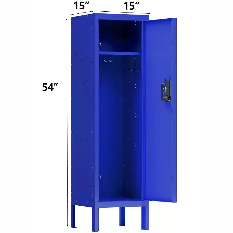 Armadietto in acciaio a un ripiano con 2 scomparti, mobile contenitore in metallo per casa, ufficio, scuola e palestra, 54H x 15W x 14D