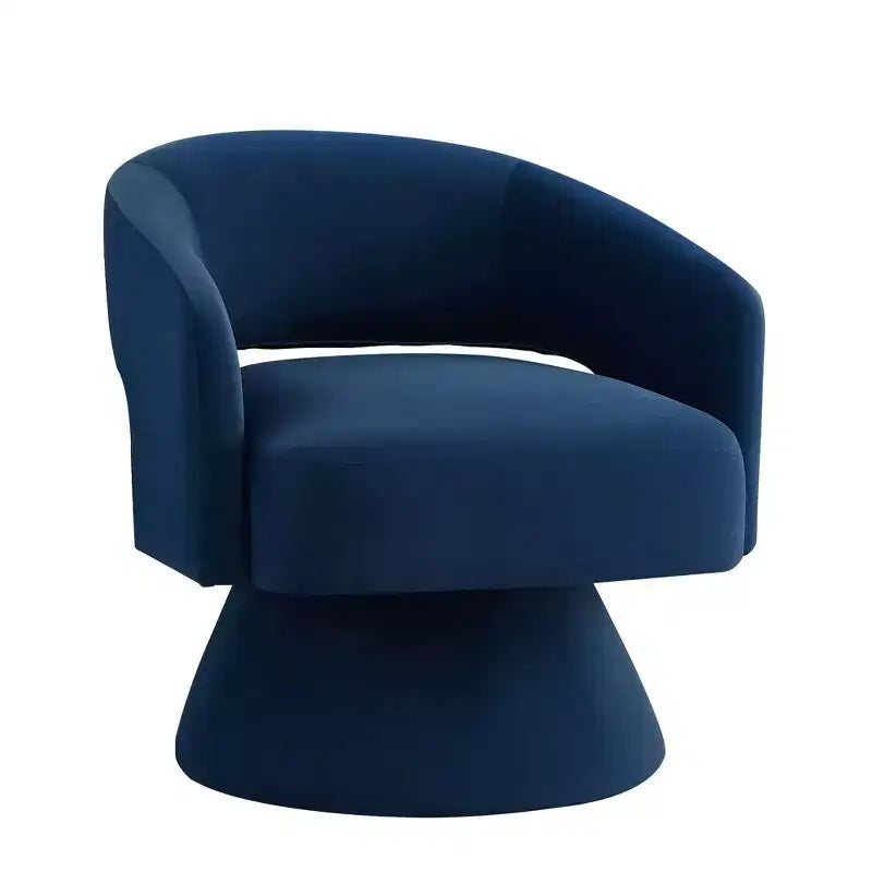 Poltrona girevole moderna decorativa, poltrona arrotondata rivestita in velluto con schienale aperto e braccioli, comoda per camera da letto e soggiorno