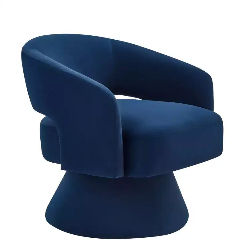 Poltrona girevole moderna decorativa, poltrona arrotondata rivestita in velluto con schienale aperto e braccioli, comoda per camera da letto e soggiorno