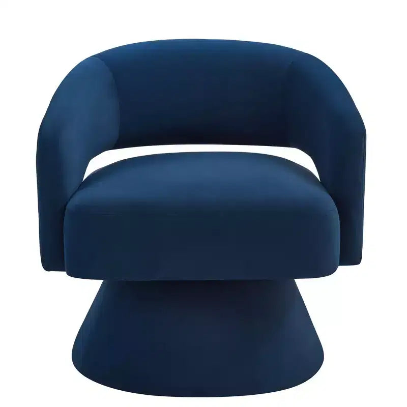 Poltrona girevole moderna decorativa, poltrona arrotondata rivestita in velluto con schienale aperto e braccioli, comoda per camera da letto e soggiorno