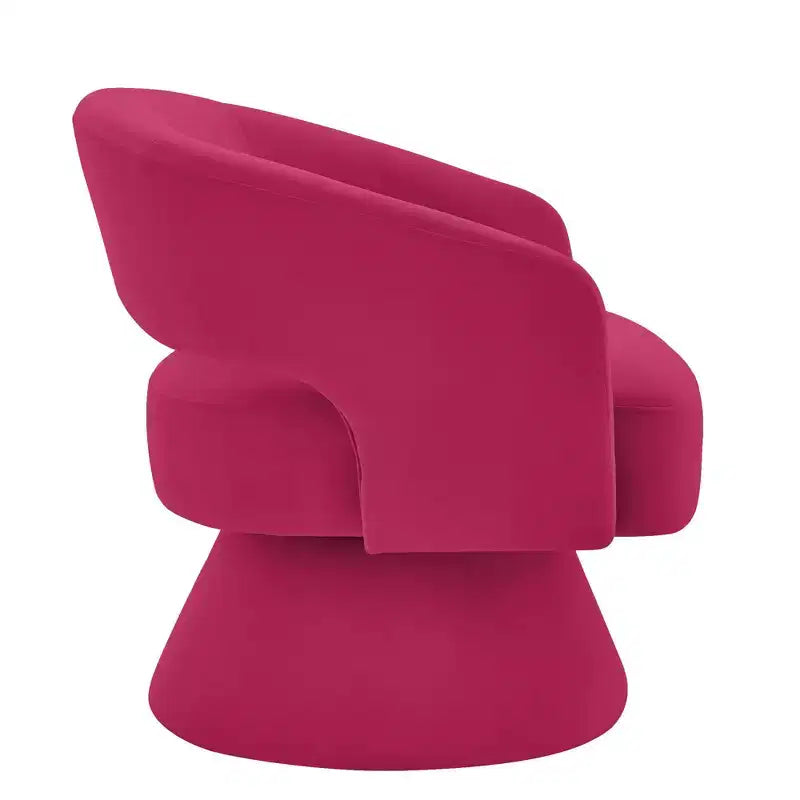 Poltrona girevole moderna decorativa, poltrona arrotondata rivestita in velluto con schienale aperto e braccioli, comoda per camera da letto e soggiorno
