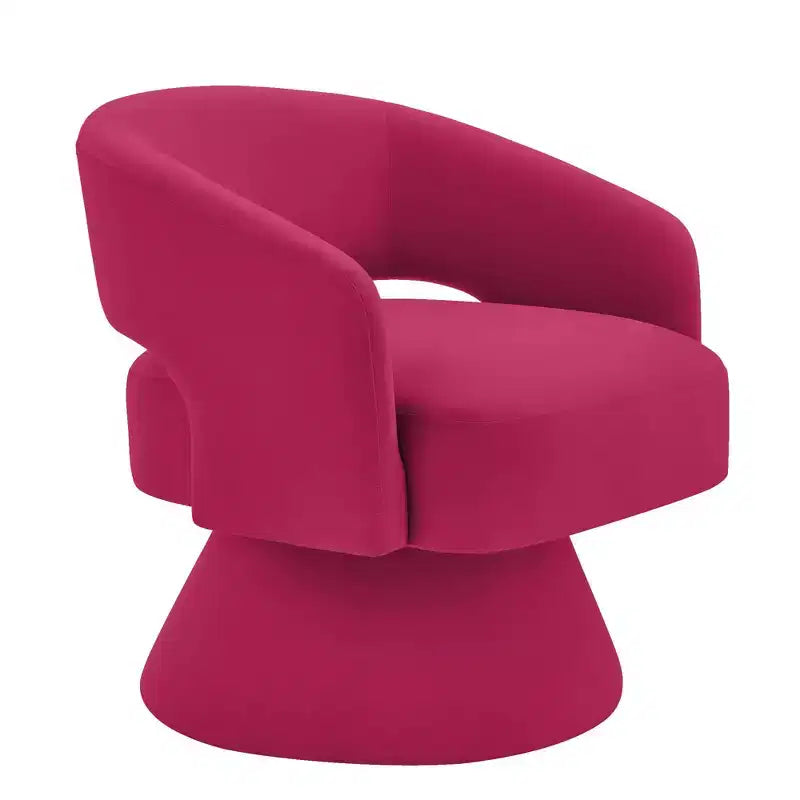 Poltrona girevole moderna decorativa, poltrona arrotondata rivestita in velluto con schienale aperto e braccioli, comoda per camera da letto e soggiorno