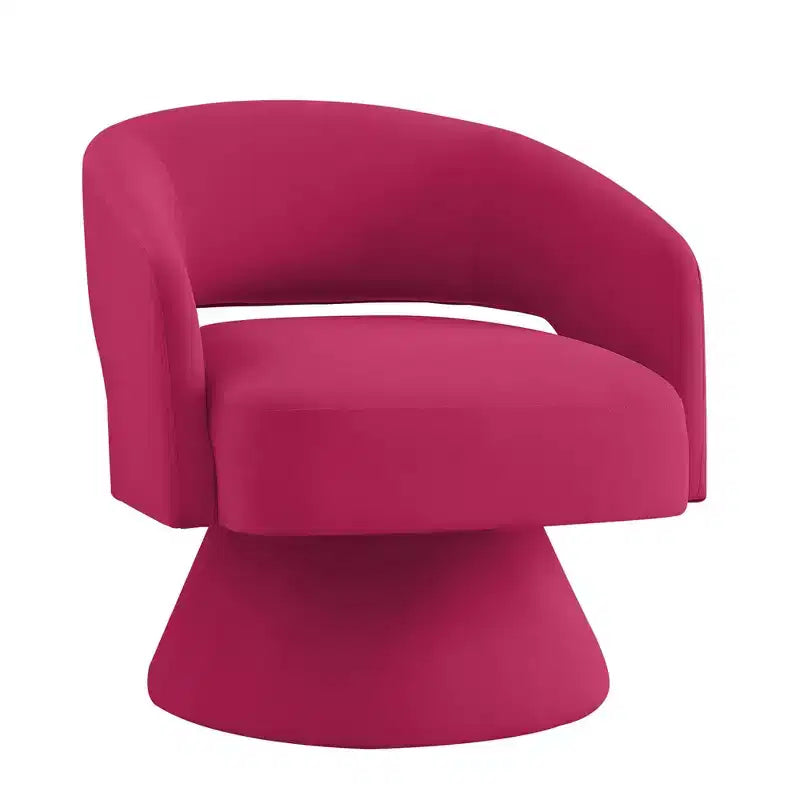 Poltrona girevole moderna decorativa, poltrona arrotondata rivestita in velluto con schienale aperto e braccioli, comoda per camera da letto e soggiorno