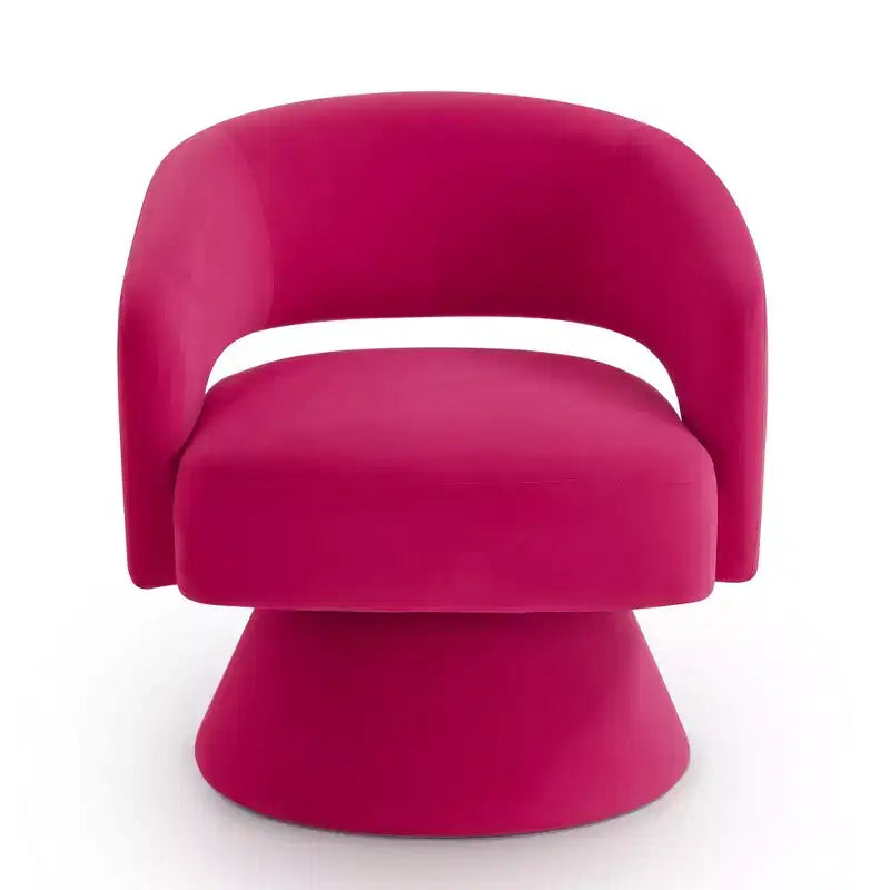 Poltrona girevole moderna decorativa, poltrona arrotondata rivestita in velluto con schienale aperto e braccioli, comoda per camera da letto e soggiorno