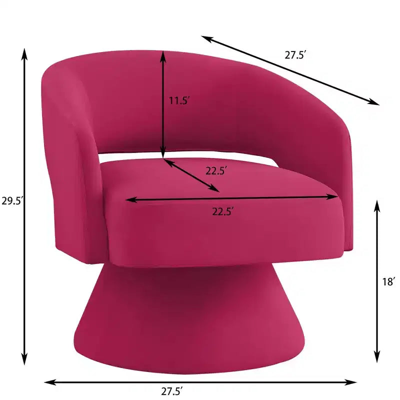 Poltrona girevole moderna decorativa, poltrona arrotondata rivestita in velluto con schienale aperto e braccioli, comoda per camera da letto e soggiorno