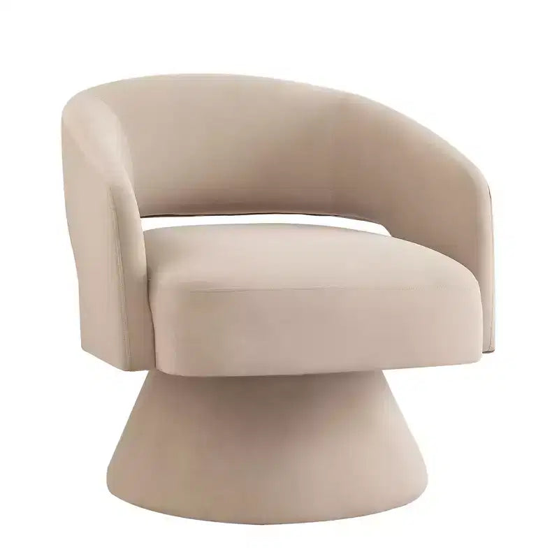 Poltrona girevole moderna decorativa, poltrona arrotondata rivestita in velluto con schienale aperto e braccioli, comoda per camera da letto e soggiorno