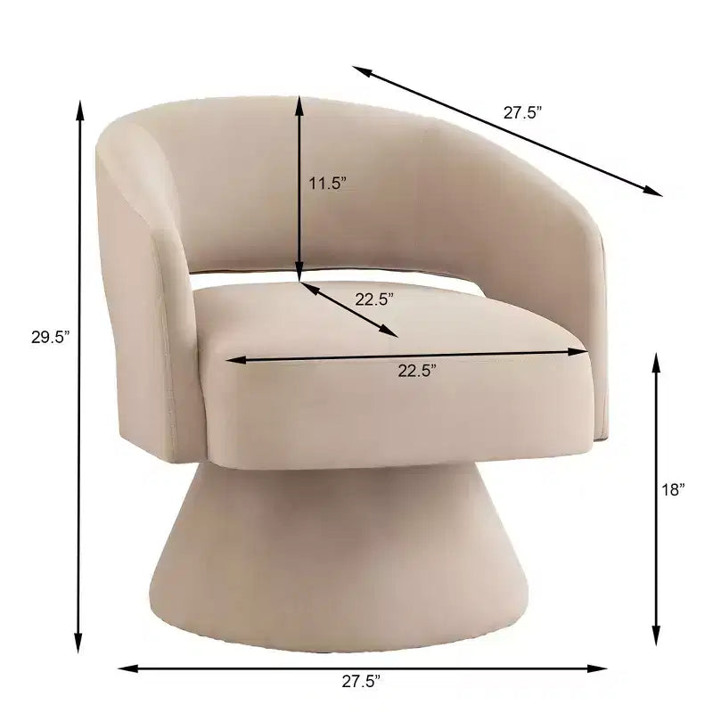 Poltrona girevole moderna decorativa, poltrona arrotondata rivestita in velluto con schienale aperto e braccioli, comoda per camera da letto e soggiorno