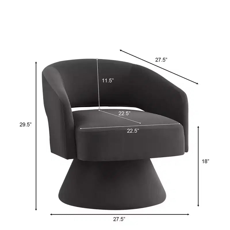 Modern Swivel Accent Chair with Velvet Upholstered Round Barrel Chair with Open Backrest &amp; Armrest Comfy Chair for Bedroom, Living Room
