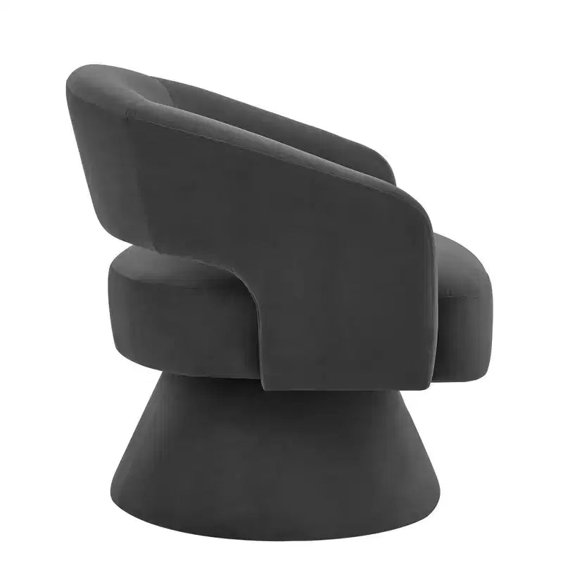 Poltrona girevole moderna decorativa, poltrona arrotondata rivestita in velluto con schienale aperto e braccioli, comoda per camera da letto e soggiorno