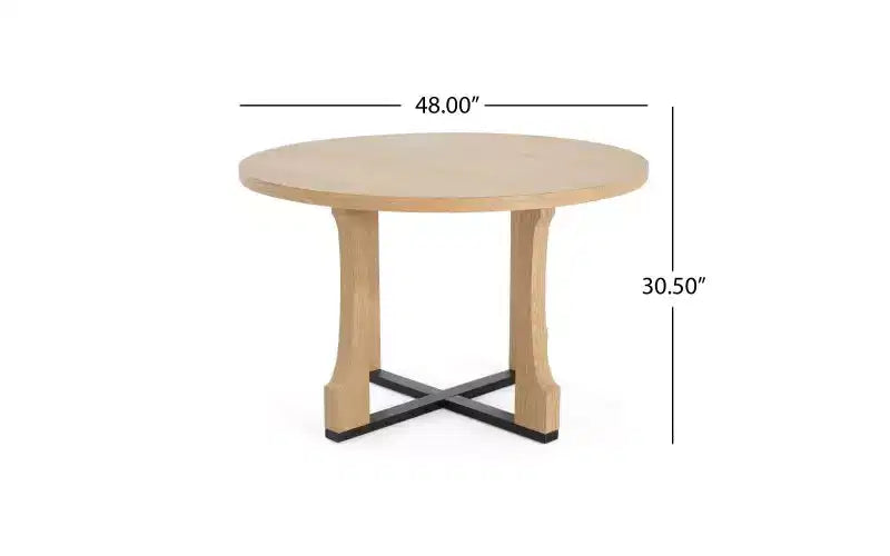 48 Circle Kitchen Table for 4,Scratch-resistant Dining Table with Trestle Base,Space-saving &amp; Compact Table for Dining Room