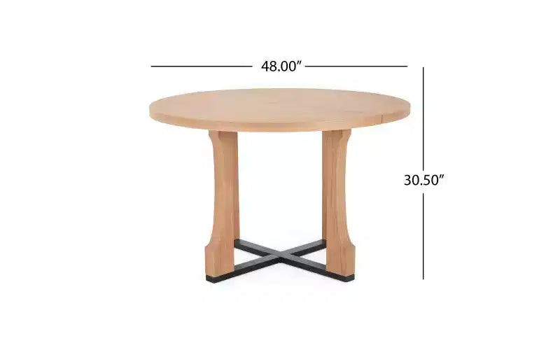 48 Circle Kitchen Table for 4,Scratch-resistant Dining Table with Trestle Base,Space-saving &amp; Compact Table for Dining Room