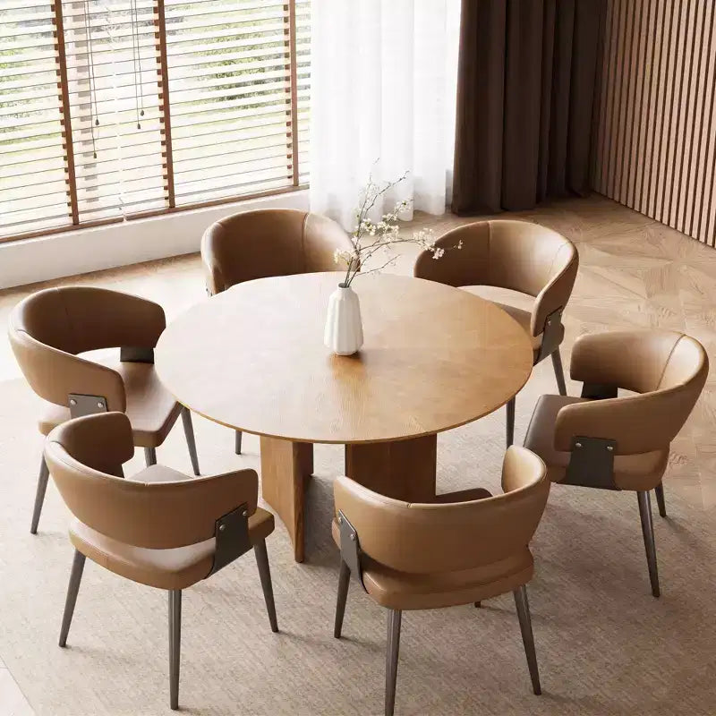 59.05 Inch Round Dining Table Kitchen Table for 6 People Modern Mid Century Circle Desk for Dining Room